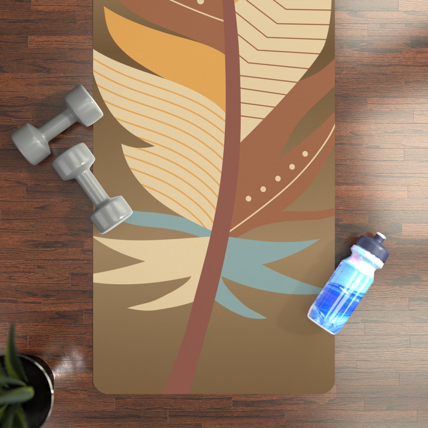 Boho Leaf Design, Yoga Mat, Eco-Friendly Exercise Mat