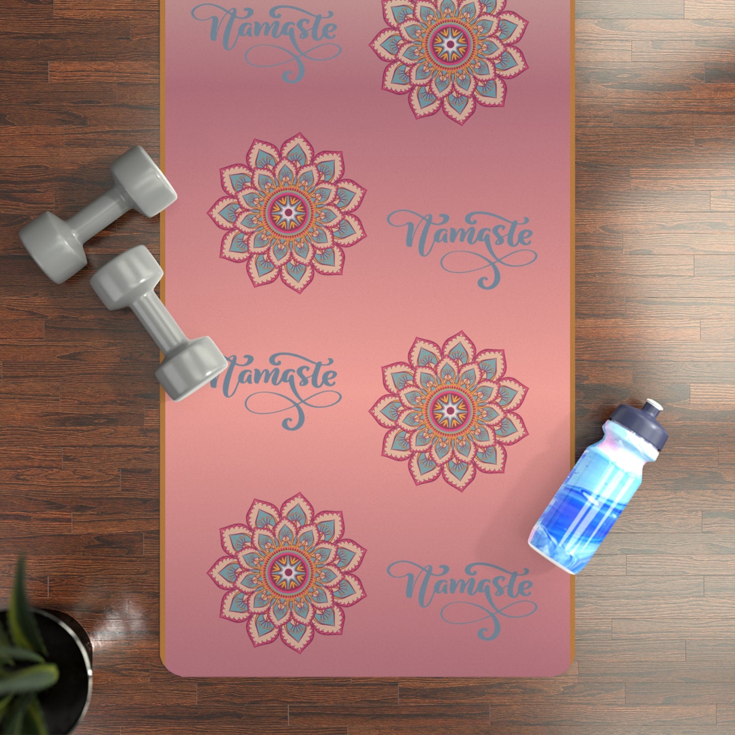 Yoga Mat - Namaste Rubber Mat with Floral Design