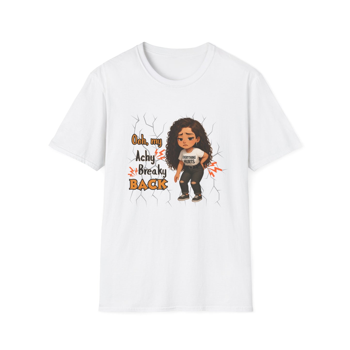 Funny Unisex T-Shirt: 'Achy Breaky Back' Shirt - Woman Version