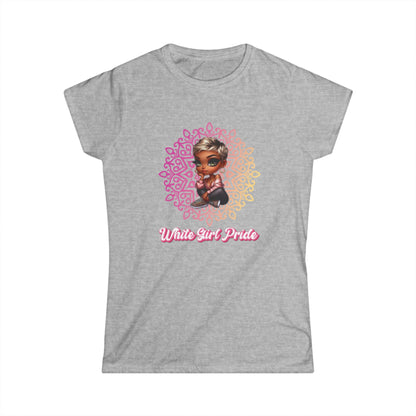 Women's Tee - White Girl Pride Mandala Design