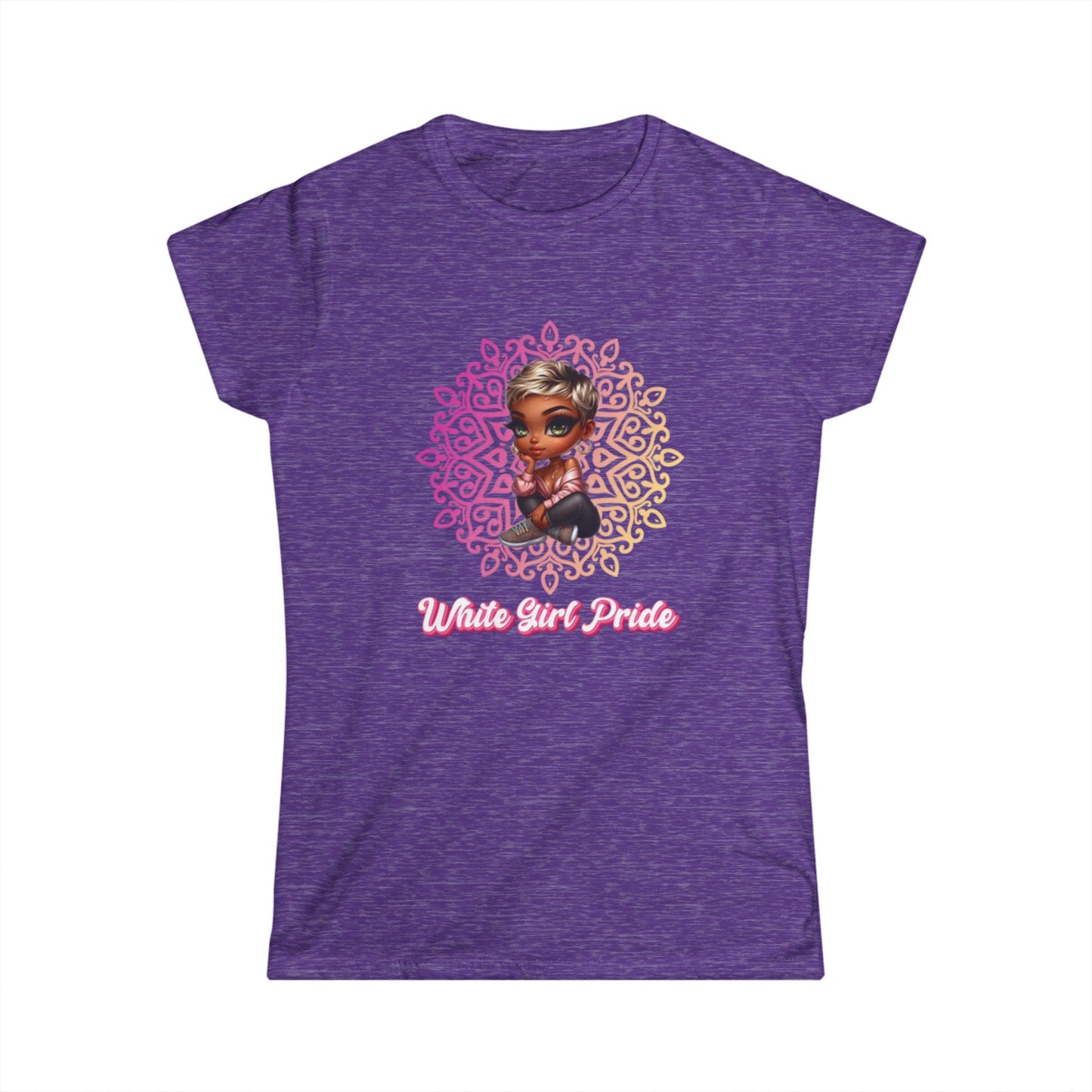 Women's Tee - White Girl Pride Mandala Design
