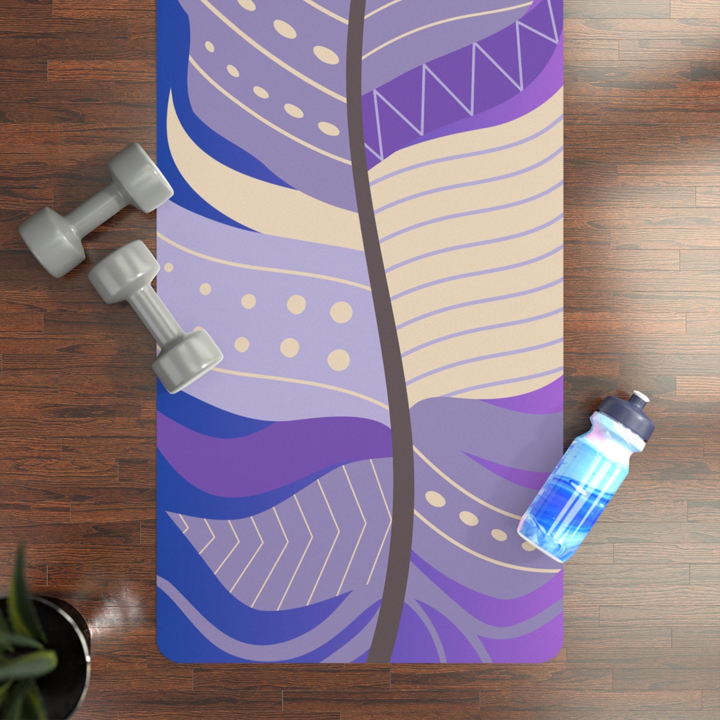 Beautifully Feathered Designed Safety Rubber Yoga Mat