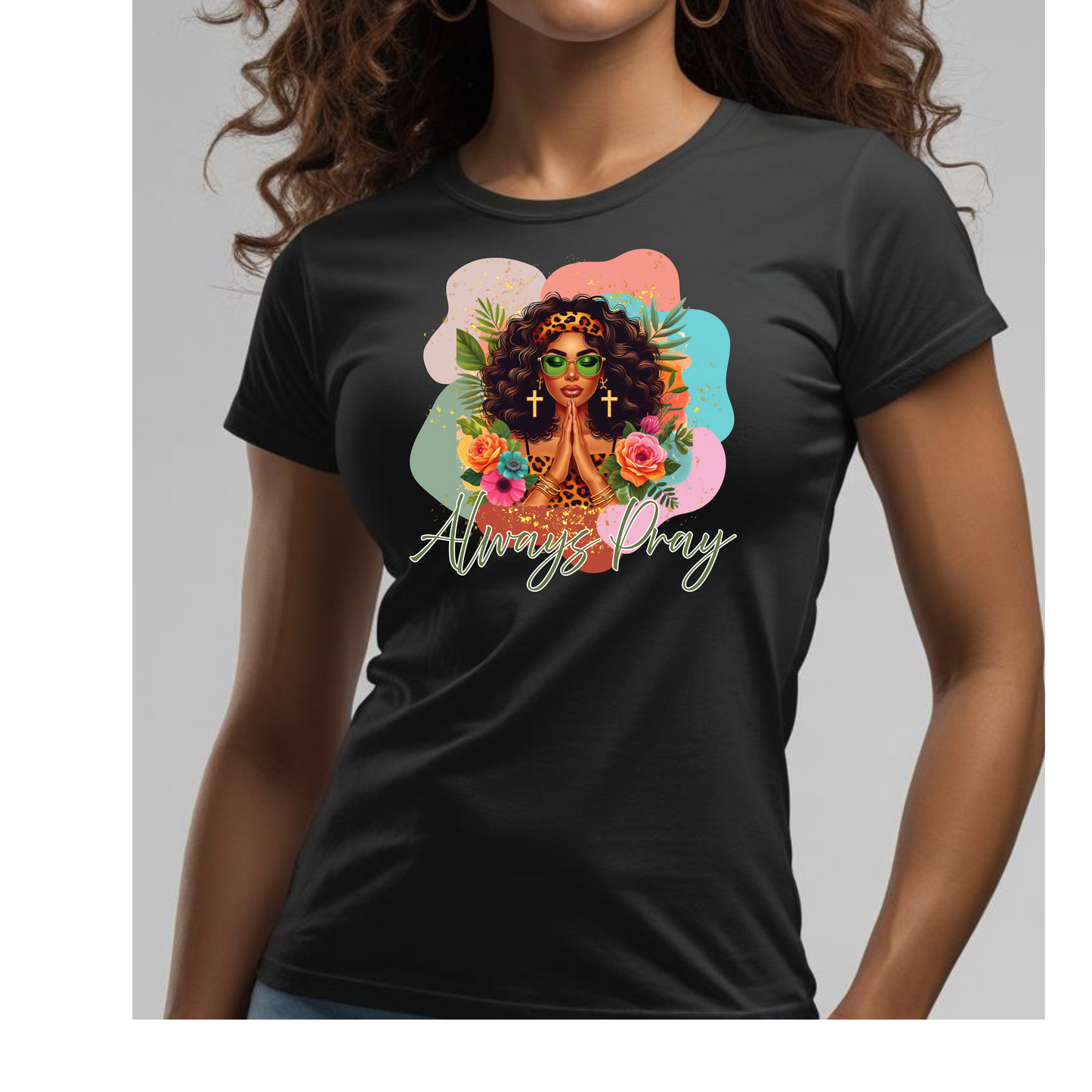Prayer Always V-Neck T-Shirt - Inspirational Women's Tee