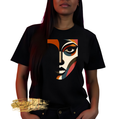 Stylish Unisex Abstract Face Design, Artistic Tee, Trendy Graphic Shirt, Casual Wear, Unique Gift Idea