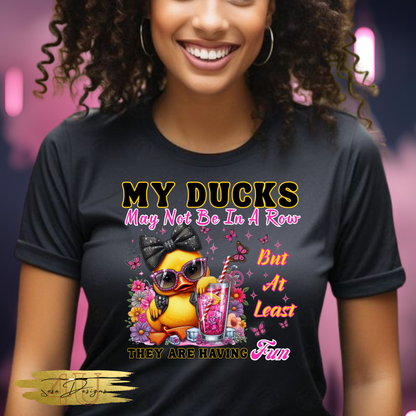 Cute Duck-Themed Ladies' V-Neck T-Shirt,