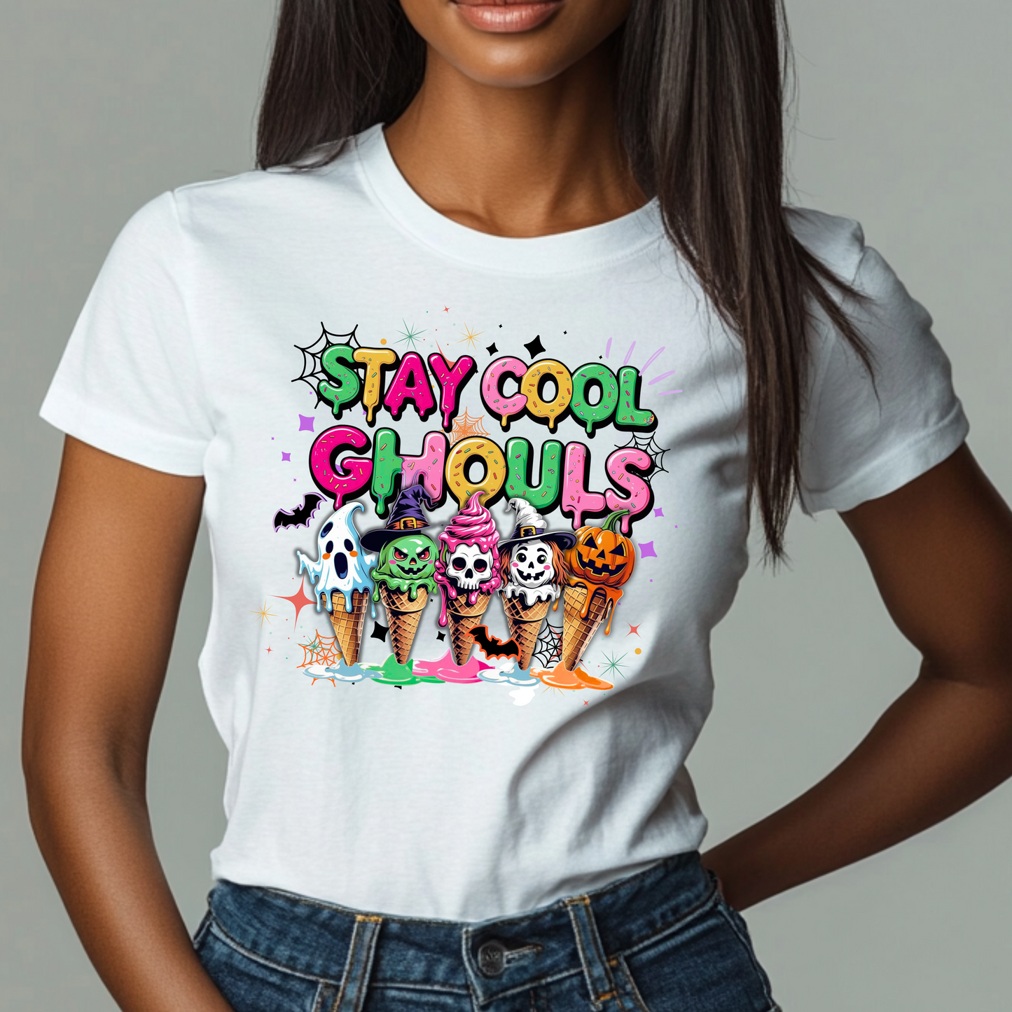 Women's Tee - Ice Cream Halloween Tee - Stay Cool Ghouls Graphic Shirt