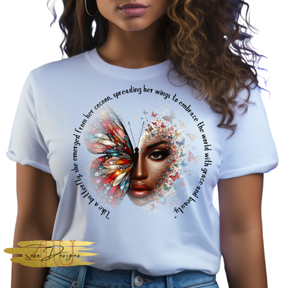 Motivational Butterfly Tee in a Circle design