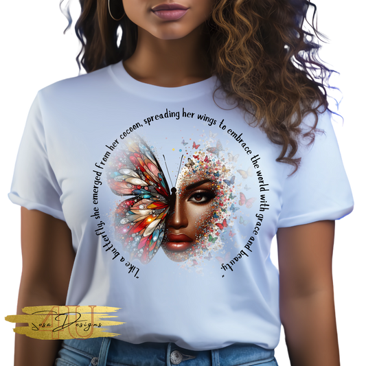 Motivational Butterfly Tee in a Circle design