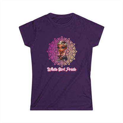 Women's Tee - White Girl Pride Mandala Design