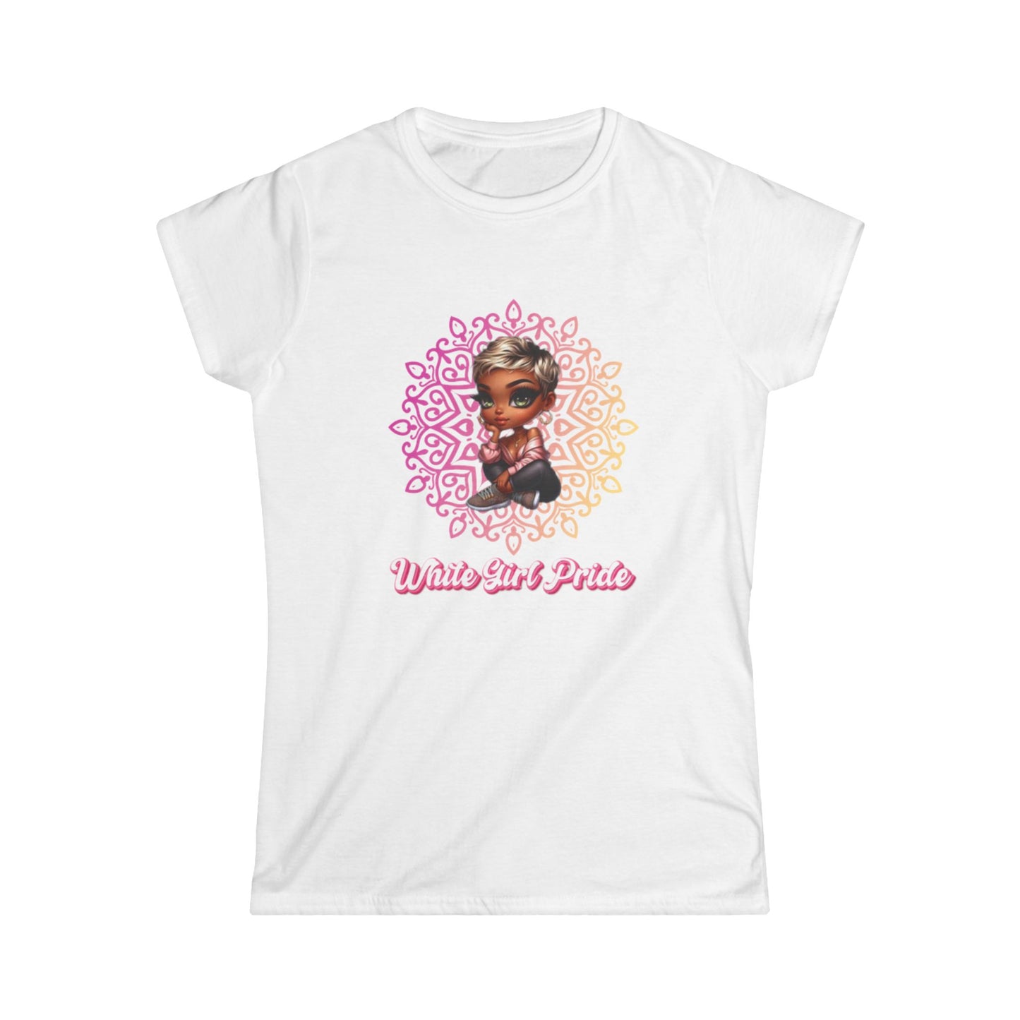 Women's Tee - White Girl Pride Mandala Design