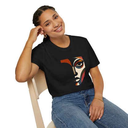 Stylish Unisex Abstract Face Design, Artistic Tee, Trendy Graphic Shirt, Casual Wear, Unique Gift Idea