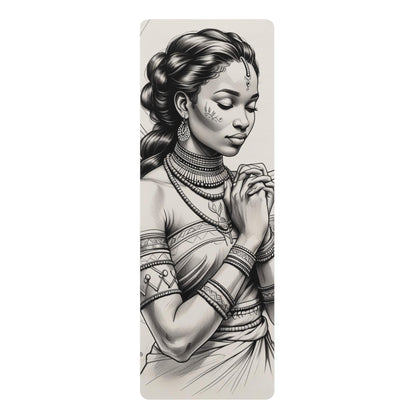 Meditative Praying Woman Design-Rubber Non-Slip Exercise Mat