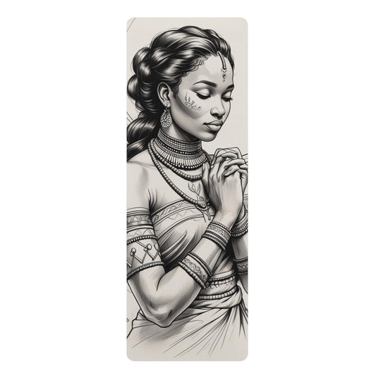 Meditative Praying Woman Design-Rubber Non-Slip Exercise Mat