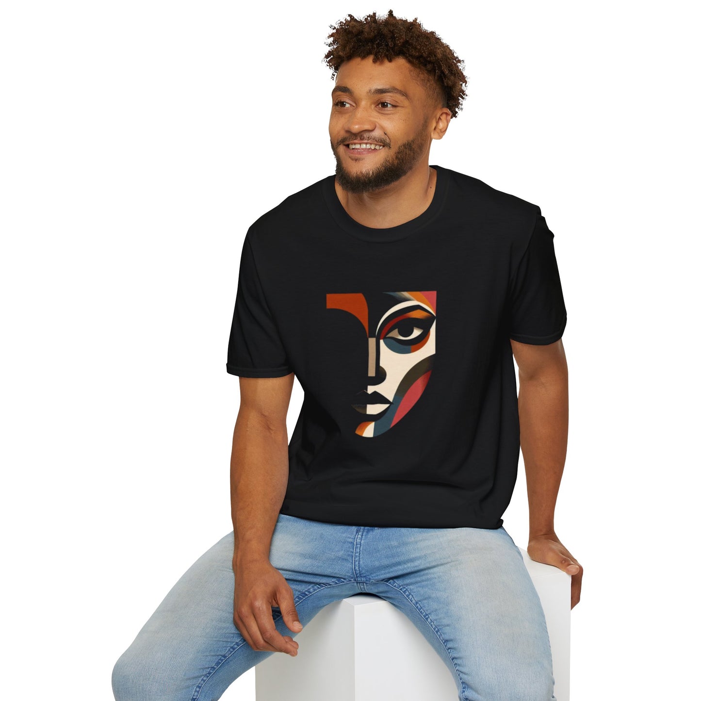 Stylish Unisex Abstract Face Design, Artistic Tee, Trendy Graphic Shirt, Casual Wear, Unique Gift Idea