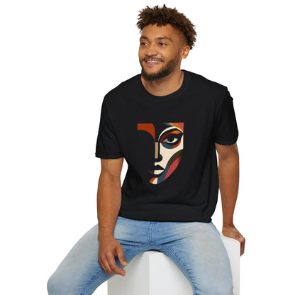 Stylish Unisex Abstract Face Design, Artistic Tee, Trendy Graphic Shirt, Casual Wear, Unique Gift Idea