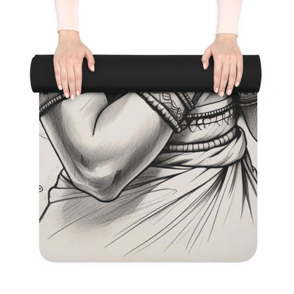 Meditative Praying Woman Design-Rubber Non-Slip Exercise Mat
