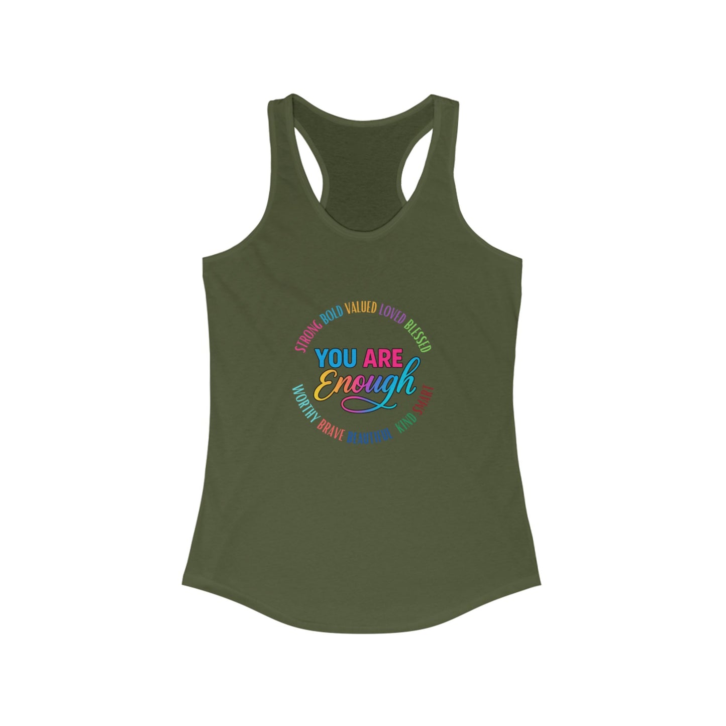Empowering Women's Racerback Tank - "You Are Enough" Inspirational Tee, Motivational Workout Top, Fitness Apparel, Gift for Her
