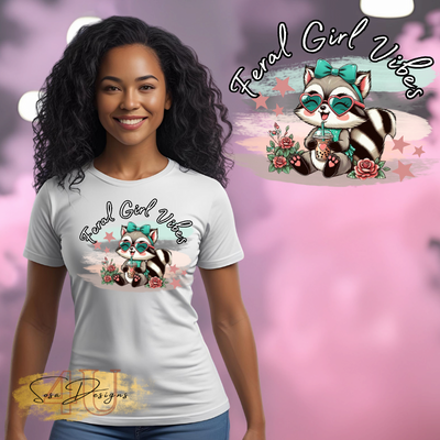Cute Feral  Girl Vibes-T-shirt-Digital File